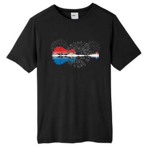 Patriotic Guitar Lake Reflections Night Sky 4th Of July Tall Fusion ChromaSoft Performance T-Shirt