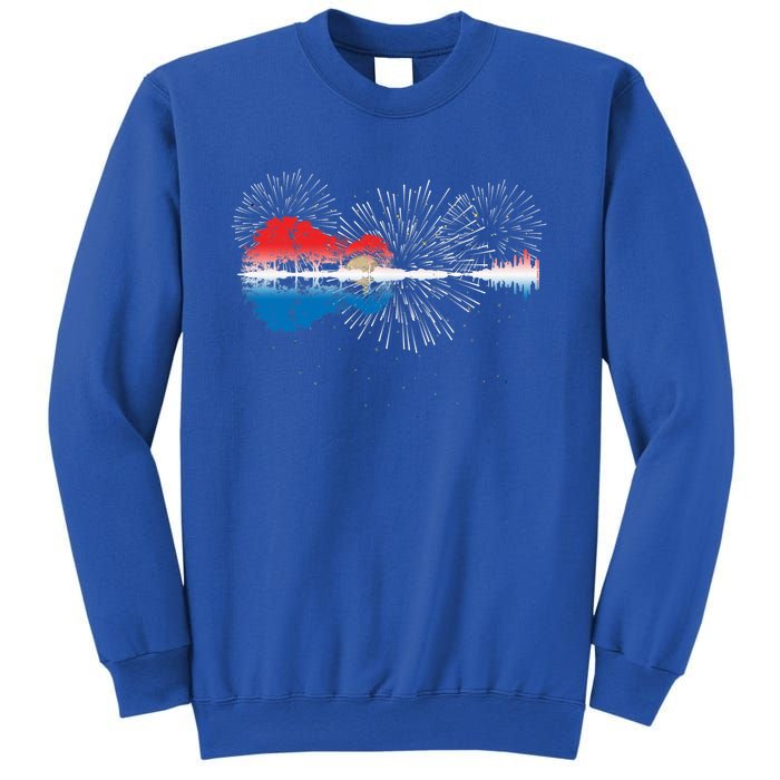 Patriotic Guitar Lake Reflections Night Sky 4th Of July Sweatshirt