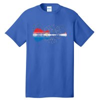 Patriotic Guitar Lake Reflections Night Sky 4th Of July Tall T-Shirt