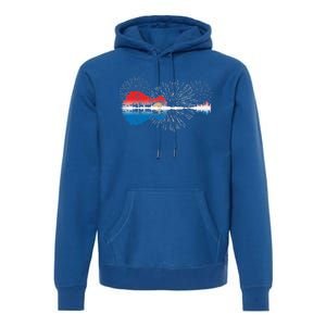 Patriotic Guitar Lake Reflections Night Sky 4th Of July Premium Hoodie