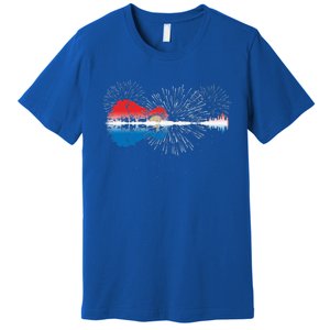 Patriotic Guitar Lake Reflections Night Sky 4th Of July Premium T-Shirt