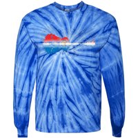 Patriotic Guitar Lake Reflections Night Sky 4th Of July Tie-Dye Long Sleeve Shirt