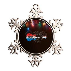 Patriotic Guitar Lake Reflections Night Sky 4th Of July Metallic Star Ornament