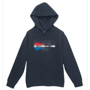 Patriotic Guitar Lake Reflections Night Sky 4th Of July Urban Pullover Hoodie