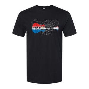 Patriotic Guitar Lake Reflections Night Sky 4th Of July Softstyle CVC T-Shirt