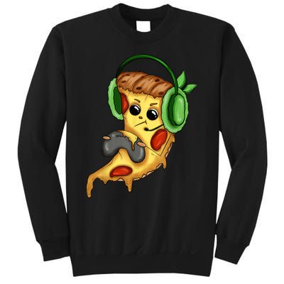 Pizza Gamer Love Play Video Games Funny Controller Headset Sweatshirt