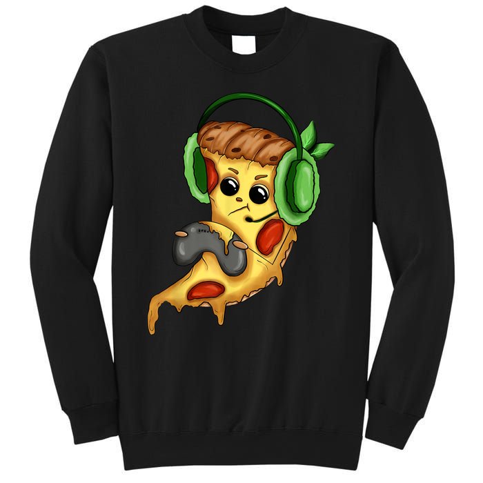 Pizza Gamer Love Play Video Games Funny Controller Headset Sweatshirt