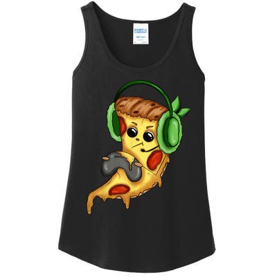 Pizza Gamer Love Play Video Games Funny Controller Headset Ladies Essential Tank