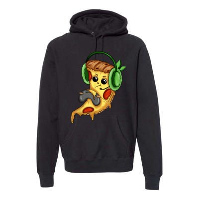 Pizza Gamer Love Play Video Games Funny Controller Headset Premium Hoodie