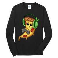 Pizza Gamer Love Play Video Games Funny Controller Headset Tall Long Sleeve T-Shirt