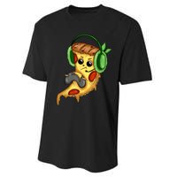 Pizza Gamer Love Play Video Games Funny Controller Headset Performance Sprint T-Shirt