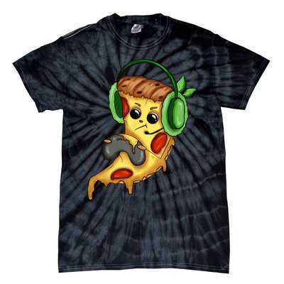 Pizza Gamer Love Play Video Games Funny Controller Headset Tie-Dye T-Shirt