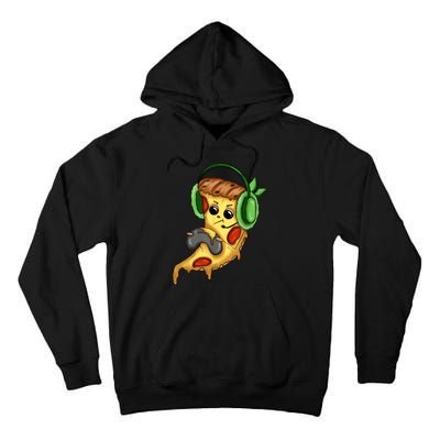 Pizza Gamer Love Play Video Games Funny Controller Headset Tall Hoodie