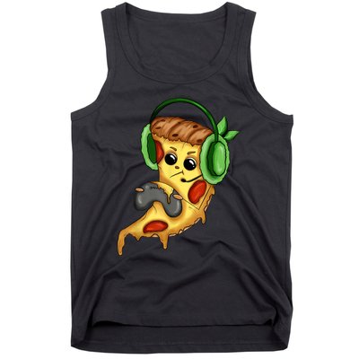 Pizza Gamer Love Play Video Games Funny Controller Headset Tank Top