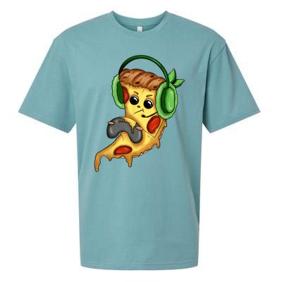 Pizza Gamer Love Play Video Games Funny Controller Headset Sueded Cloud Jersey T-Shirt