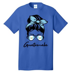 Patriotic Guatemala Messy Bun Guatemalan Flag Mom Gift Tall T-Shirt