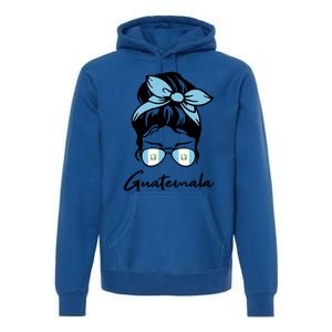 Patriotic Guatemala Messy Bun Guatemalan Flag Mom Gift Premium Hoodie