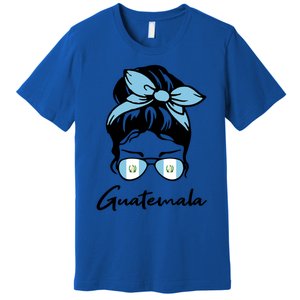 Patriotic Guatemala Messy Bun Guatemalan Flag Mom Gift Premium T-Shirt