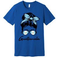 Patriotic Guatemala Messy Bun Guatemalan Flag Mom Gift Premium T-Shirt