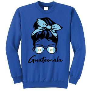 Patriotic Guatemala Messy Bun Guatemalan Flag Mom Gift Tall Sweatshirt