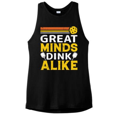 Pickleball Great Minds Drink Alike Pickleball Gift Ladies PosiCharge Tri-Blend Wicking Tank