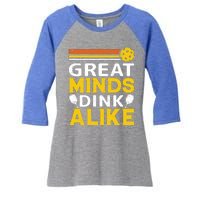 Pickleball Great Minds Drink Alike Pickleball Gift Women's Tri-Blend 3/4-Sleeve Raglan Shirt