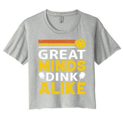 Pickleball Great Minds Drink Alike Pickleball Gift Women's Crop Top Tee