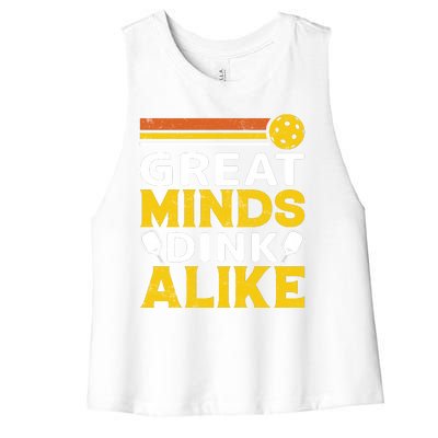 Pickleball Great Minds Drink Alike Pickleball Gift Women's Racerback Cropped Tank