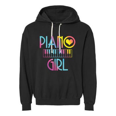 Piano Girl Musical Pianist Keyboard Cute Garment-Dyed Fleece Hoodie