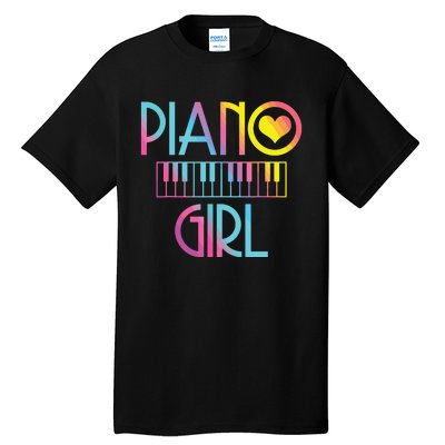 Piano Girl Musical Pianist Keyboard Cute Tall T-Shirt