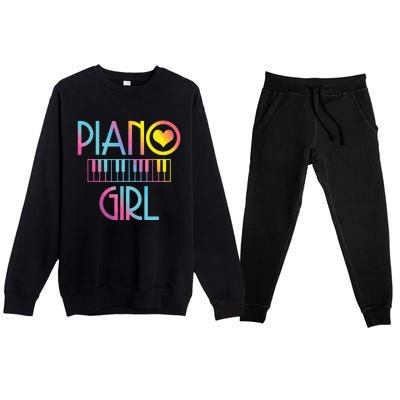 Piano Girl Musical Pianist Keyboard Cute Premium Crewneck Sweatsuit Set