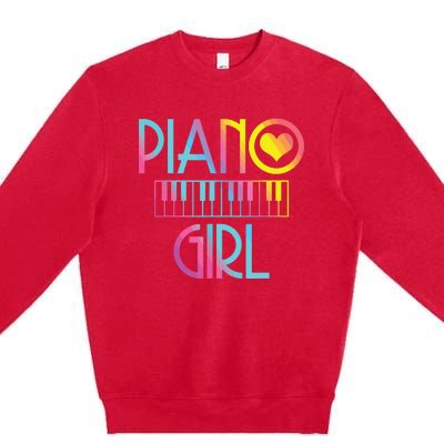 Piano Girl Musical Pianist Keyboard Cute Premium Crewneck Sweatshirt