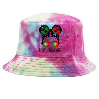 Portuguese Girl Messy Hair Portugal Pride Tie-Dyed Bucket Hat