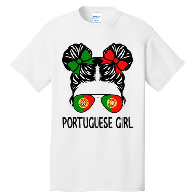 Portuguese Girl Messy Hair Portugal Pride Tall T-Shirt