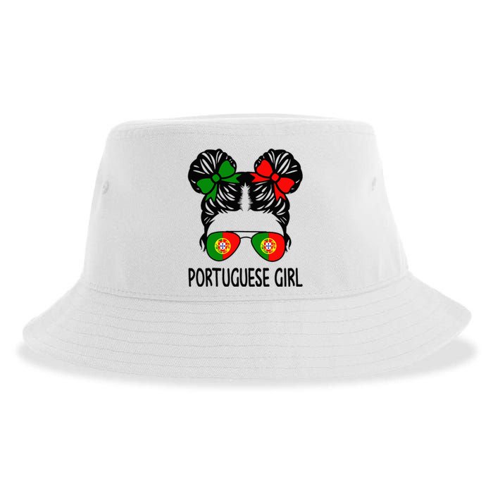 Portuguese Girl Messy Hair Portugal Pride Sustainable Bucket Hat