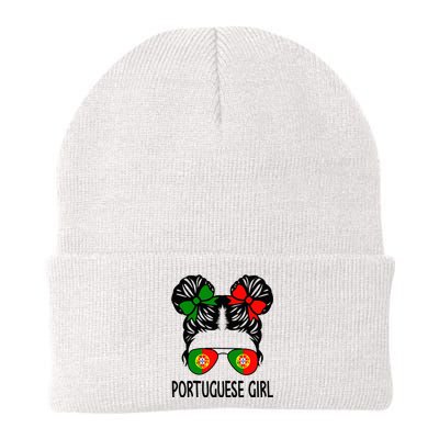 Portuguese Girl Messy Hair Portugal Pride Knit Cap Winter Beanie