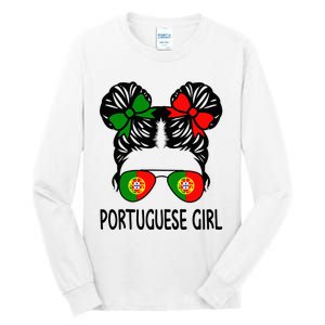 Portuguese Girl Messy Hair Portugal Pride Tall Long Sleeve T-Shirt