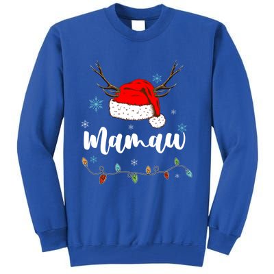 Personalized Gift Mamaw Christmas Santa Hat Light Up Gift Tall Sweatshirt