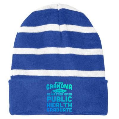 Proud Grandma Master Of Public Health Senior Mph Grad Gift Striped Beanie with Solid Band