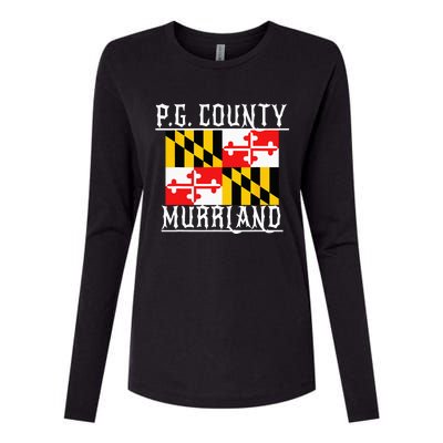 Prince Georges Maryland Murrland DMV Gogo County Rep Womens Cotton Relaxed Long Sleeve T-Shirt