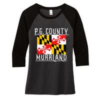 Prince Georges Maryland Murrland DMV Gogo County Rep Women's Tri-Blend 3/4-Sleeve Raglan Shirt