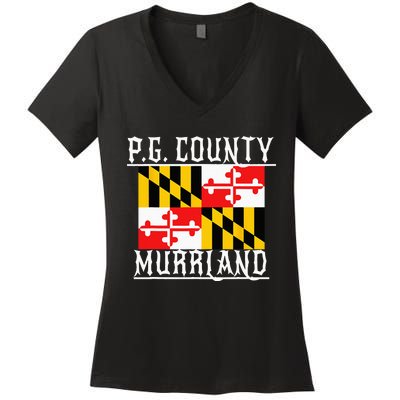 Prince Georges Maryland Murrland DMV Gogo County Rep Women's V-Neck T-Shirt