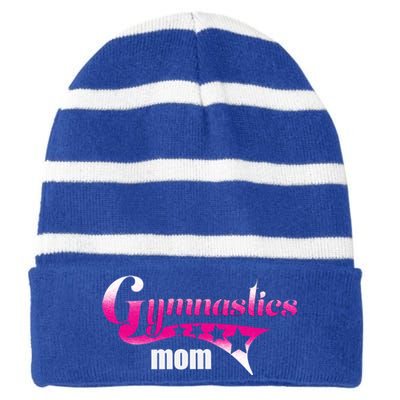 Proud Gymnastics Mom Loves Gymnast Perfect Competition Gift Striped Beanie with Solid Band