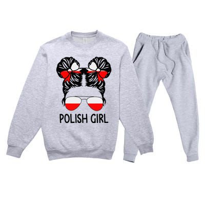 Polish Girl Messy Hair Poland Pride Root Patriotic Premium Crewneck Sweatsuit Set