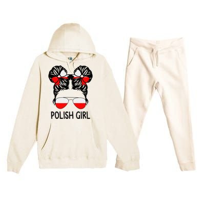 Polish Girl Messy Hair Poland Pride Root Patriotic Premium Hooded Sweatsuit Set