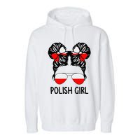 Polish Girl Messy Hair Poland Pride Root Patriotic Garment-Dyed Fleece Hoodie