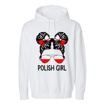 Polish Girl Messy Hair Poland Pride Root Patriotic Garment-Dyed Fleece Hoodie