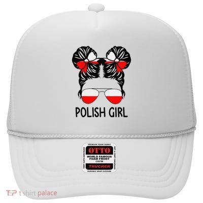 Polish Girl Messy Hair Poland Pride Root Patriotic High Crown Mesh Back Trucker Hat