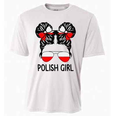 Polish Girl Messy Hair Poland Pride Root Patriotic Cooling Performance Crew T-Shirt