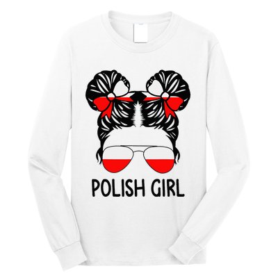 Polish Girl Messy Hair Poland Pride Root Patriotic Long Sleeve Shirt